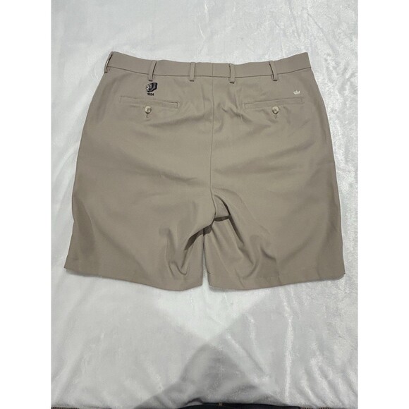 Peter Millar Crown Sport Golf Shorts Mens Size 36x8 Khaki Beige Indian Head Logo - Picture 4 of 8